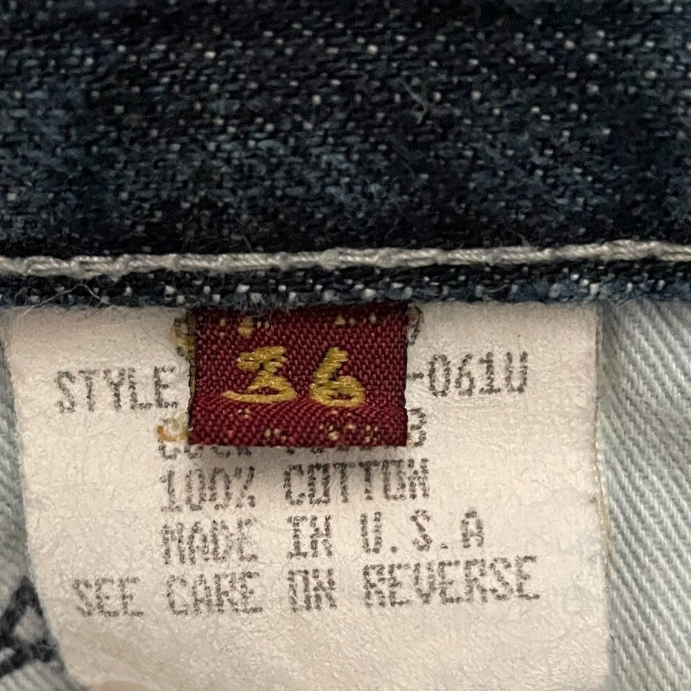 Vintage 7 For All Mankind‎ "A" Pocket Mens 36 Dark Wash Bootcut  Made USA - Picture 8 of 9